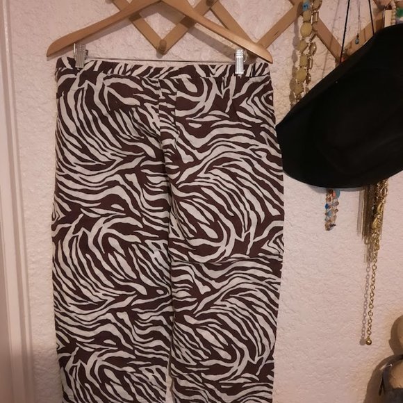 Chico's Animal Print Pull On Linen Crop Pants Chico's 2 M/L - Picture 4 of 5